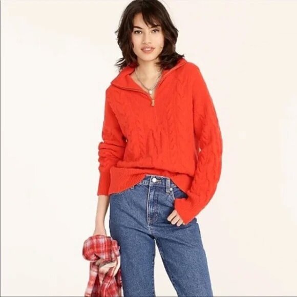 J. Crew Sweaters - J. Crew Cable Knit Half-Zip Sweater In Supersoft Yarn
